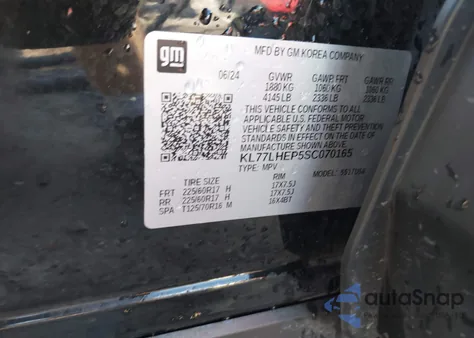 2025 Chevrolet Trax Fwd Lt из США, поврежденный, VIN KL77LHEP5SC070165